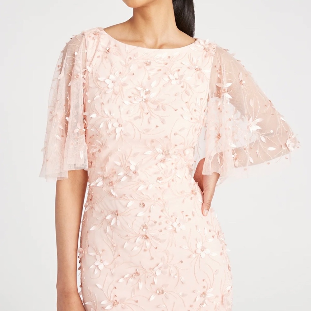 NWT Theia Romina Beaded Column Gown in Powder Blush size 10 - Picture 3 of 15